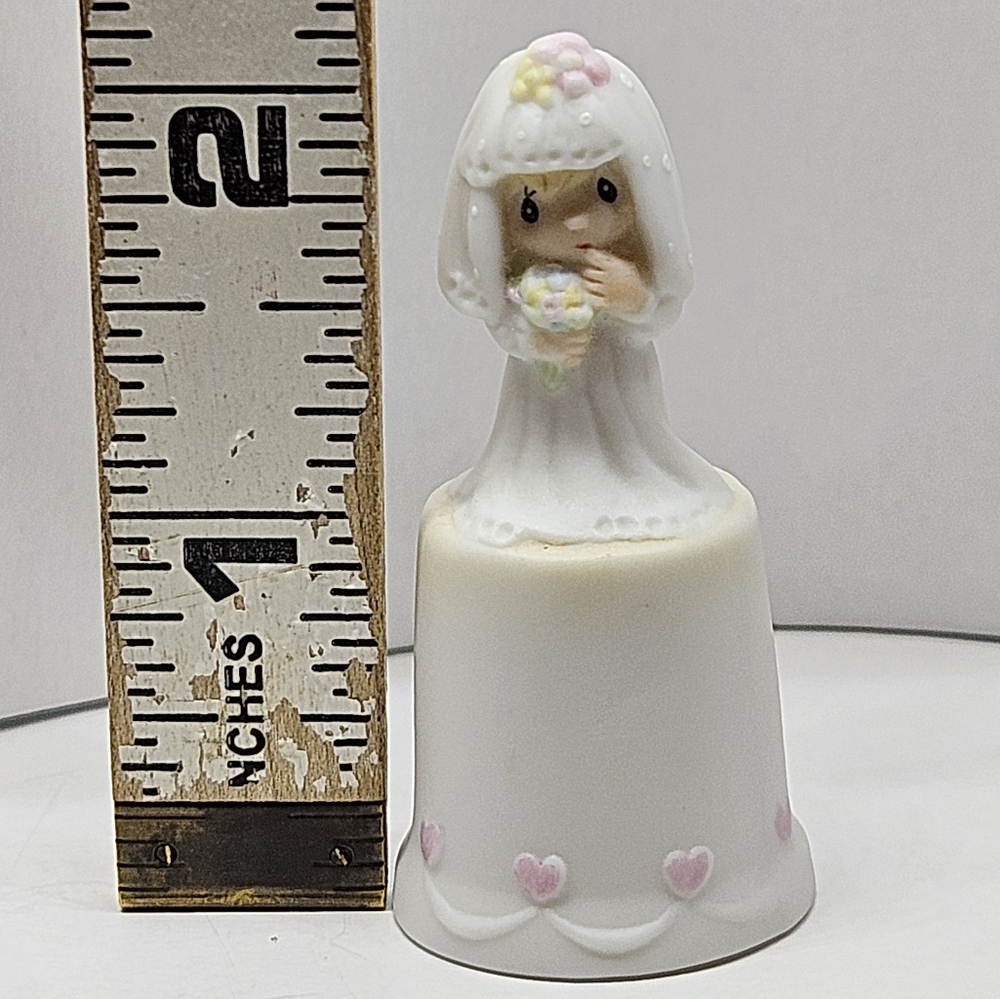 1980s Era Precious Moments Thimble Wedding Theme Bride on Top